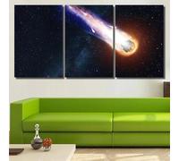 Set Quadri Da Parete Con Cornice 3 Pannelli Canvas Quadri Cometa Asteroide Meteorite Galassia Cielo e Spazio Quadri Moderni Soggiorno Grandi 3 Pezzi Per Bagno Camera Letto Cucina Ufficio Decor