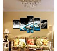 Set Quadri Pronti Da Appendere 5 Pannelli Canvas Quadri Chitarra elettrica schizzi d'acqua Quadri Moderni Soggiorno Grandi Poster 5 Pannelli Per Arredare Casa Regalo