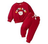 Set Ragazzo Natale Casual Manica Lunga Ricamo Felpa Pantaloni Due Pezzi Inverno San Nicola Show Famiglia Regalo Anni Confortevole Cotone Morbido Decorazione Celebrazione