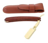 Set Rasoio Manuale da Barba in Metallo con Custodia in Cuoio | Supporto per Rasoio Diritto, Design Compatto e Affidabile, Finitura Resistente All’usura