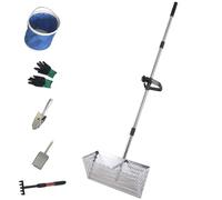 Set rastrello e setaccio antipulci di sabbia Rastrello da spiaggia staccabile in acciaio al carbonio con secchio pala setaccio sabbia e guanti per la raccolta la pettinatura in spiaggia.