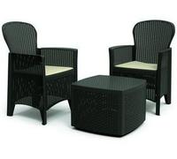 SET RATTAN SALOTTINO TREE 2 POLTRONE CON CUSCINO E TAVOLINO COLORE ANTRACITE