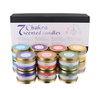 Set regalo 7 candele profumate Chakra - 7 candele profumate con oli essenziali e pietre preziose in confezione regalo - candele aromaterapia - meditazione, yoga, Reiki, relax