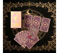 Set regalo classico di carte dei tarocchi viola stellate - 78 carte dei tarocchi lavanda, elegante mazzo di tarocchi per principianti, include guida in inglese per le carte dei tarocchi, divinazione, 