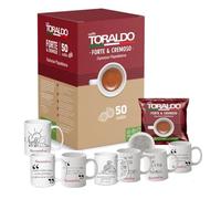 set regalo composto da 2 confezioni di Cialde da 50 pz Caffè Toraldo Forte e Cremoso + 2 tazzine da caffè da 80 ml personalizzabili