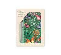 Set regalo con agenda 2026 e penna, motivo farfalla rosa, agenda settimanale sottile e penna a sfera dorata, formato portafoglio da viaggio ispirato alla natura