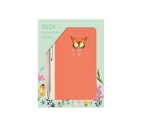 Set regalo con agenda 2026 e penna, motivo giardino delle farfalle, con visualizzazione settimanale sottile e penna a sfera dorata, formato portafoglio da viaggio ispirato alla natura