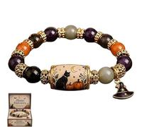 Set regalo con bracciale di perline a tema Halloween (Edizione Limitata 2026): Gatto nero e zucca; bracciale elastico autunnale con ciondolo a forma di cappello da strega; gioiello a tema (1PC)