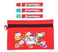 Set regalo con custodia per bingo Dabber | Borsa portaoggetti + 3 dabber per bingo e lavagna da bingo, pennarelli antigoccia, accessori per bingo per casa, club ed eventi