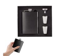Set regalo con fiaschetta in acciaio inox da 226,8 g, colore nero opaco, con 2 tazze e imbuto, confezione regalo per uomo, regalo di compleanno, festa del papà e matrimonio