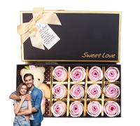 Set regalo con fiori di sapone di rosa, barra di sapone da bagno profumata floreale, petali di fiori di rosa,12 Barra di sapone rosa a forma di petali con bambola orso | Saponetta rosa c
