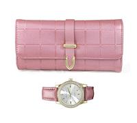 Set regalo con orologio e portafoglio da donna, colore rosa