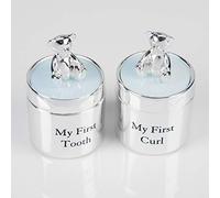 Set regalo con orsacchiotti e scritta "My First Dooth and My First Curl", colore: blu