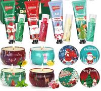 Set regalo da 12 pezzi, set regalo da donna con mini crema mani + balsamo labbra + set candele profumate, piccoli regali di Natale di ringraziamento, compleanno, calendario dell'avvento da donna