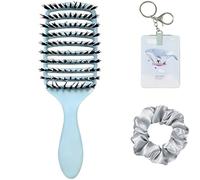 Set regalo da 3 pezzi con pettine blu verde, clip a squalo e specchio pieghevole, kit di accessori per la toelettatura in ABS, set di bellezza portatile per donne, confezione regalo, 23 x 16 cm