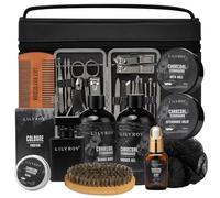 Set regalo da bagno e corpo per uomini, cesto regalo per casa, spa, 10 pezzi, in legno di cedro color antracite con olio di jojoba