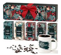 Set regalo da caffè per donne e uomini, cesto regalo per gli amanti del caffè, 5 sapori e tazze di caffè gourmet, set regalo perfetto per le vacanze per tutti, regali per gli amanti del caffè per lei