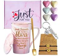 Set regalo dell'amicizia per la migliore amica, BBF, fidanzate, donne, ragazze, regali di compleanno, tazza da caffè con coperchio, cucchiaio, bombe da bagno, confezione regalo