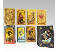 Set regalo deluxe di carte dei tarocchi classiche - 78 carte dei tarocchi dorate per principianti, mazzo di tarocchi vintage con manuale, carte dei tarocchi multimodali originali, guida al significato