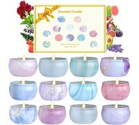 Set Regalo di 12 Candele Profumate per la Casa, Cera di Soia con 300 Ore di Combustione, Candele di Aromaterapia, Regalo di Compleanno per Donne con Confezione Regalo, Idee per Natale