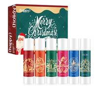 Set regalo di 6 balsami per labbra natalizi, aromi di frutta, idratanti, per labbra secche e screpolate, per la cura delle labbra, per donne e uomini, regali per la cura delle labbra (C)