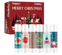 Set regalo di 6 balsami per labbra natalizi, con aromi di frutta, idratanti, per labbra secche e screpolate, per la cura delle labbra, per donne e uomini, idea regalo per la cura delle labbra (B)