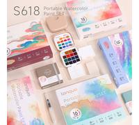 Set regalo di acquerelli solidi, colori ricchi, texture fine, tonalità stratificate, linee morbide che si adattano alla forma della mano, impugnatura comoda, ritorno a scuola primo giorno di scuola Po
