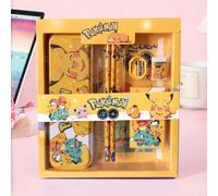 Set regalo di cancelleria a tema Pokémon Pikachu, include matita, quaderno, temperamatite, astuccio, righello, gomma da cancellare e pastelli. set da 6 pezzi,set da 8 pezzi,set da 14 pezzi,set da 12 p