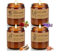 Set Regalo di Candele Profumate - 4 * 200g Grandi, Brucia per 200 Ore - Originali Regali Donna per Natale, Yoga, Valentino, Anniversario, Compleanno, Festival