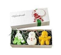 Set regalo di candele profumate natalizie, 6 design unici con diverse fragranze, candele fatte a mano in cera di soia con vassoio in legno, scatola regalo decorativa per le vacanze per la casa e le