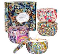 Set Regalo di Candele Profumate per Donne, Set di 4 Candele di Aromaterapia a Lunga Durata in Cera di Soia, Candela Profumata di Natale, Regali di Anniversario e di Natale per Donne, per Bagno, Spa e