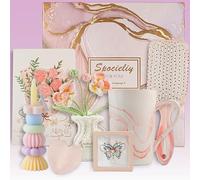 Set regalo di lusso per la festa della mamma: sapone fatto a mano, biglietto pop-up 3D, spazzola antistatica, spilla a farfalla smaltata, tazza in ceramica marmorizzata, fiore di orchidea