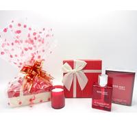 Set regalo di lusso per lui, Red Hot Man 100 ml EDT per lui, cesto regalo con candela profumata