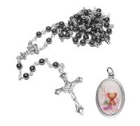 Set Regalo Di Medaglia E Immagine Con Rosari In Ematite Per Comunione