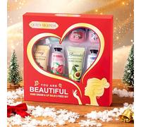 Set Regalo di Natale con 4 Creme per le Mani e 4 Balsami per le Labbra, Trattamento Idratante Intenso, Lozione per le Mani da Donna, Non Grassa, Perfetta Idea Regalo di Natale per Moglie, Mamma, Amica
