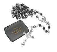 Set Regalo Di Perline Di Rosario In Ematite E Borsa Per La Prima Comunione