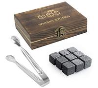 Set regalo di pietre di whisky, pietre di whisky da 9 pezzi in confezione regalo di legno di lusso, regali per uomini, mantiene fresco il whisky scozzese Bourbon, perfetto per Natale - Di TRIXES