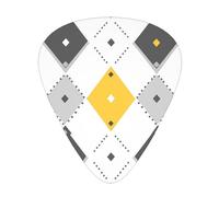Set regalo di plettri per chitarra a quadri gialli, grigi e bianchi, lisci e resistenti, per chitarra acustica, elettrica e basso, regalo perfetto per gli amanti della chitarra e i musicisti