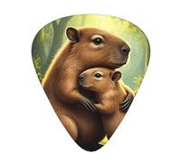 Set regalo di plettri per chitarra Capybara in Forest con scritta "Mother and Baby - 12 plettri lisci e durevoli per chitarra acustica, elettrica e basso, regalo perfetto per gli amanti della chitarra