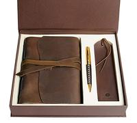 Set regalo Diario in Pelle con Segnalibro in pelle Stile Antico+Penna, A5 Taccuino fatto a mano Senza righe Rilegato in Pelle Taccuino Giornaliero Confezione regalo Perfetto Diario di viaggio 20x15cm