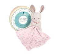 Coniglietto di peluche con coperta rosa in cotone biologico