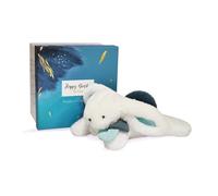 Set regalo DOUDOU - coniglietto di peluche con pompon blu scuro 25 cm