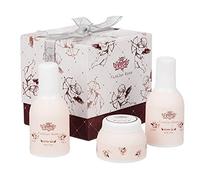 Set regalo elegante da donna con rosa alla moda, confezione regalo - include gel doccia, bagnoschiuma, lozione per il corpo e un soffio di EVA