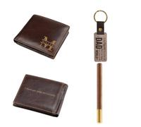Set Regalo in pelle 3 in 1 per Uomo con Bellissima Confezione Regalo Portafoglio Personalizzato Portachiavi Personalizzato Penna con Firma, Confezione Regalo per Papà Fidanzato di San Valentino