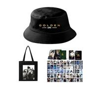 Set Regalo K-pop Jungkook Merchandise, 1 Borsa In Tela Con Album GOLDEN, 1 Cappello, 1 Scatola Di Carte Laser Laser 55 Pezzi, JUNGKOOK Merch(Color:Black-9)