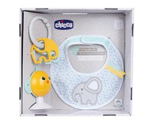 Set Regalo La Mia Prima Pappa, Set Composto da Bavaglino, Gioco per Seggiolone con Ventosa a Forma di Simpatico Pulcino, con Due Sonagli Colorati, Facile da Afferrare 6 Mesi+