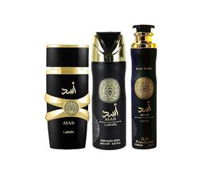 Set Regalo Lattafa Asad 3 Pezzi: Eau de Parfum 100 ml - Deodorante 300 ml - Profumo