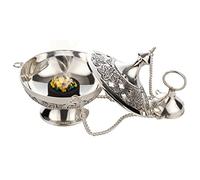 Set regalo MaMeMi Incenso Vaticano Include incensiere [Ottone argentato, altezza ca 10 cm, catena ca 25 cm] con incenso e carbone