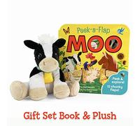 Set regalo Moo Peek-a-Flap, include un libro e un morbido peluche amico per compleanni, baby shower, Natale e Pasqua