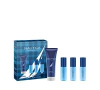 Set regalo Nautica Blue Voyage e Pure Blue da 4 pezzi, note di basilico, gelsomino e legno di cedro, fragranza maschile di lunga durata per tutti